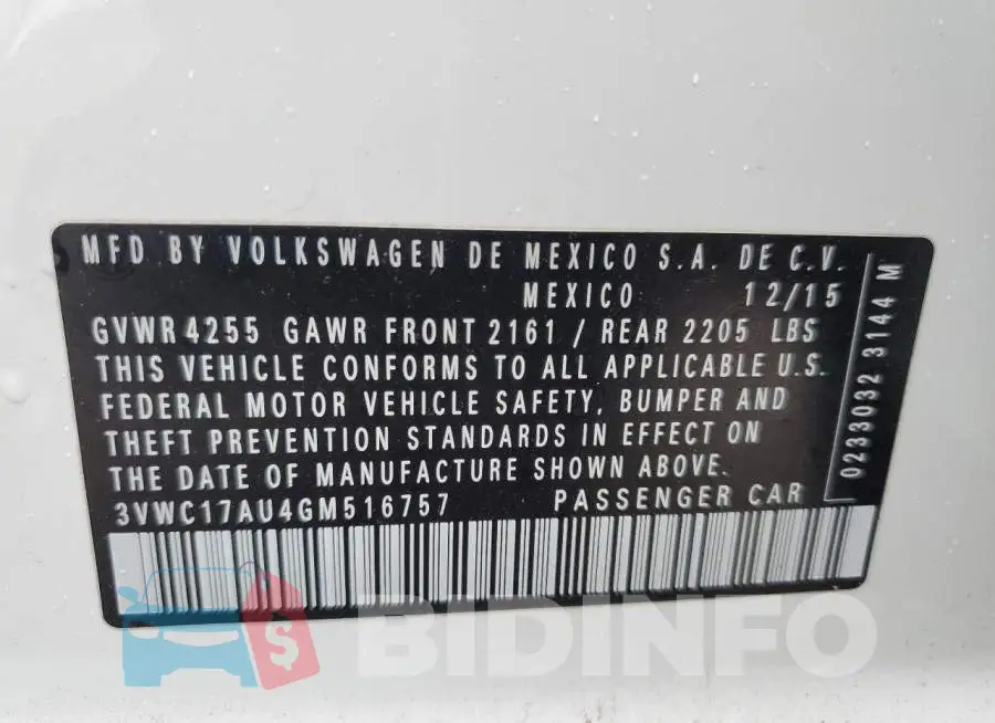 3VWC17AU4GM516757 Photo# 12