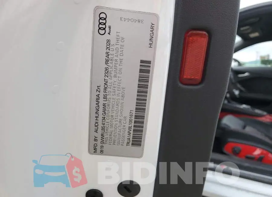 TRUA1AFV8L1001671 Photo# 12