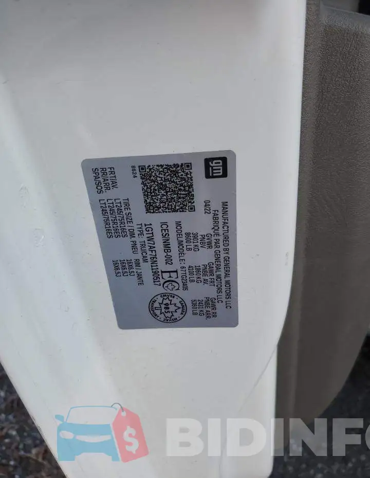1GTW7AF76N1190517 Photo# 13