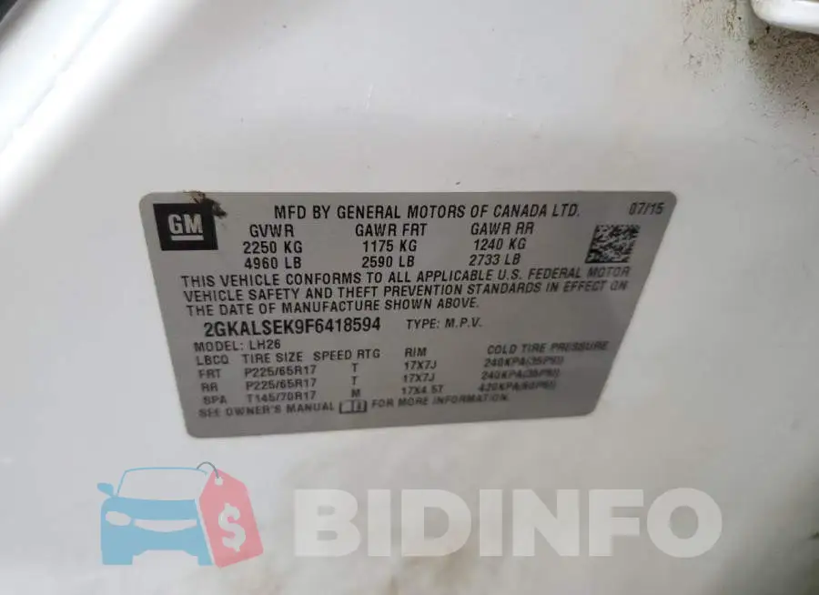 2GKALSEK9F6418594 Photo# 12