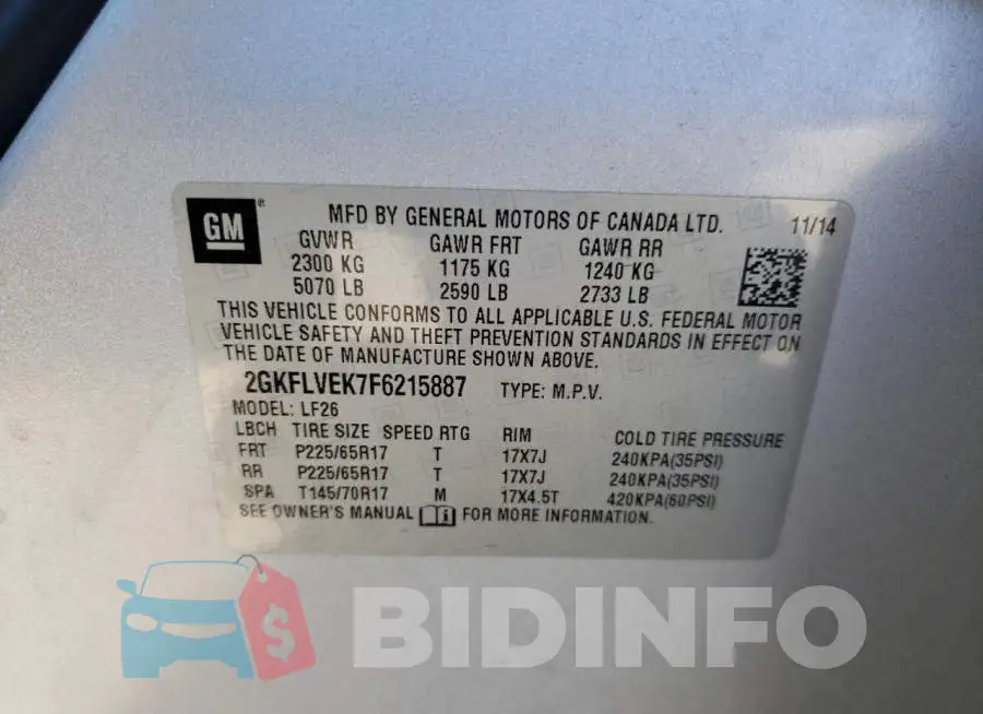 2GKFLVEK7F6215887 Photo# 12