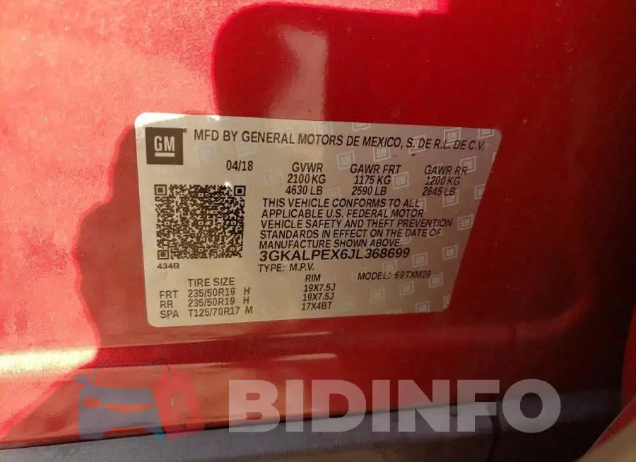 3GKALPEX6JL368699 Photo# 13