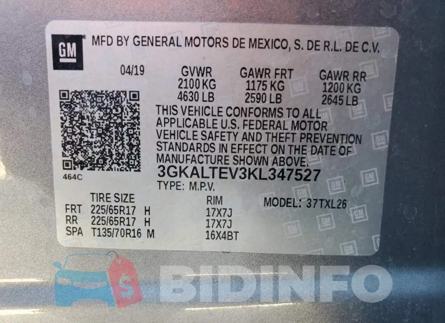 3GKALTEV3KL347527 Photo# 12
