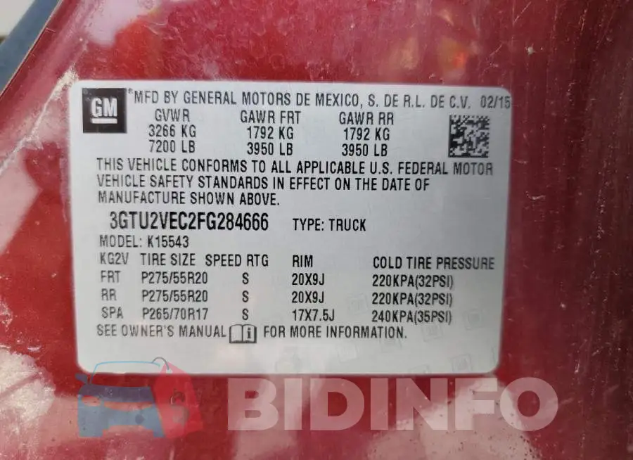 3GTU2VEC2FG284666 Photo# 13