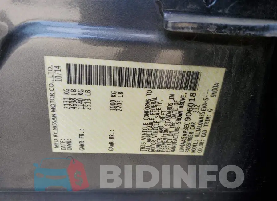 1N4AA5AP3EC906018 Photo# 12