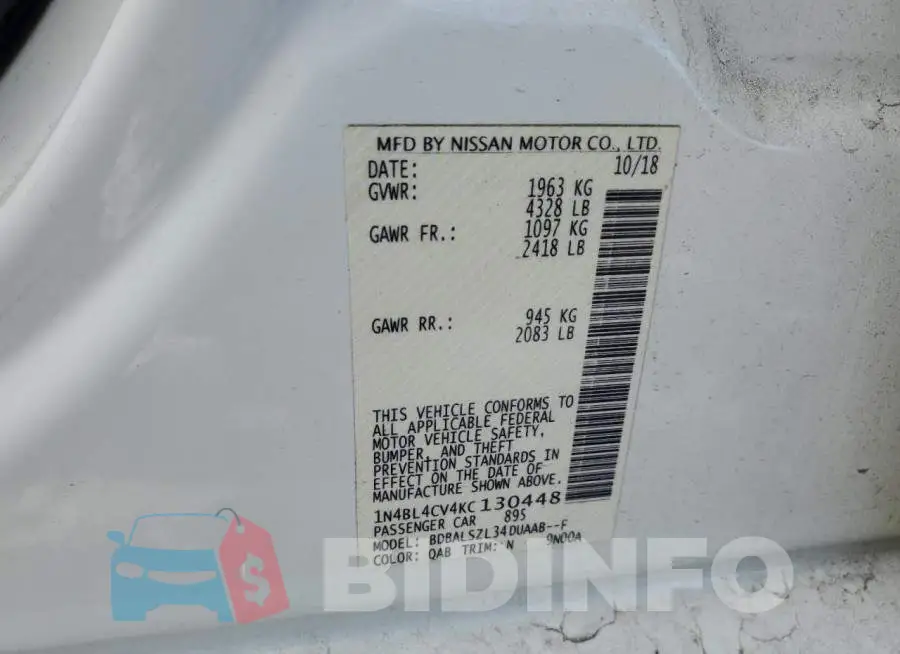 1N4BL4CV4KC130448 Photo# 12