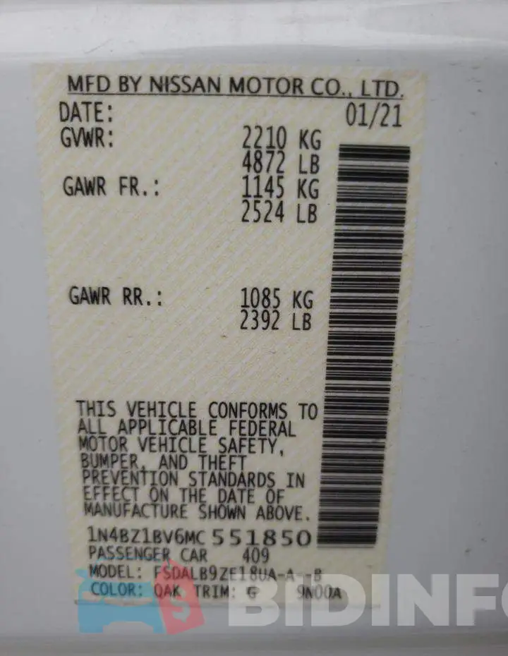 1N4BZ1BV6MC551850 Photo# 12