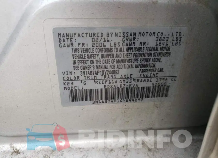 3N1AB7AP1GY244892 Photo# 12