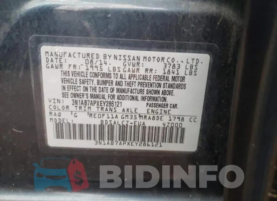3N1AB7APXEY286121 Photo# 12
