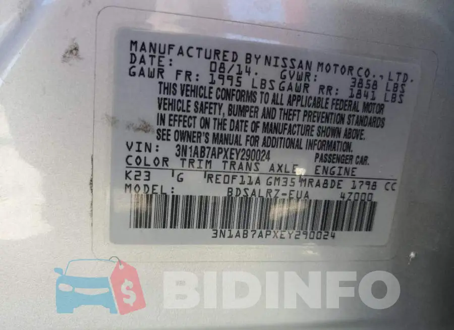 3N1AB7APXEY290024 Photo# 12