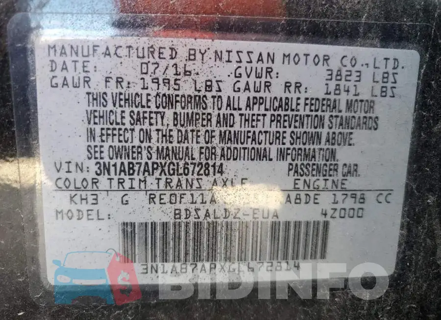 3N1AB7APXGL672814 Photo# 12