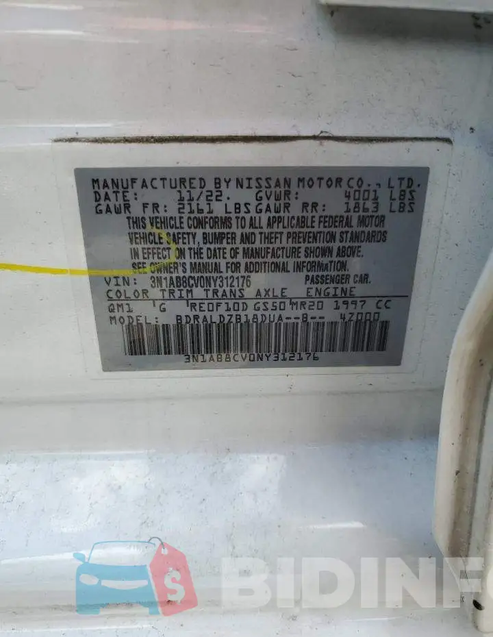 3N1AB8CV0NY312176 Photo# 12