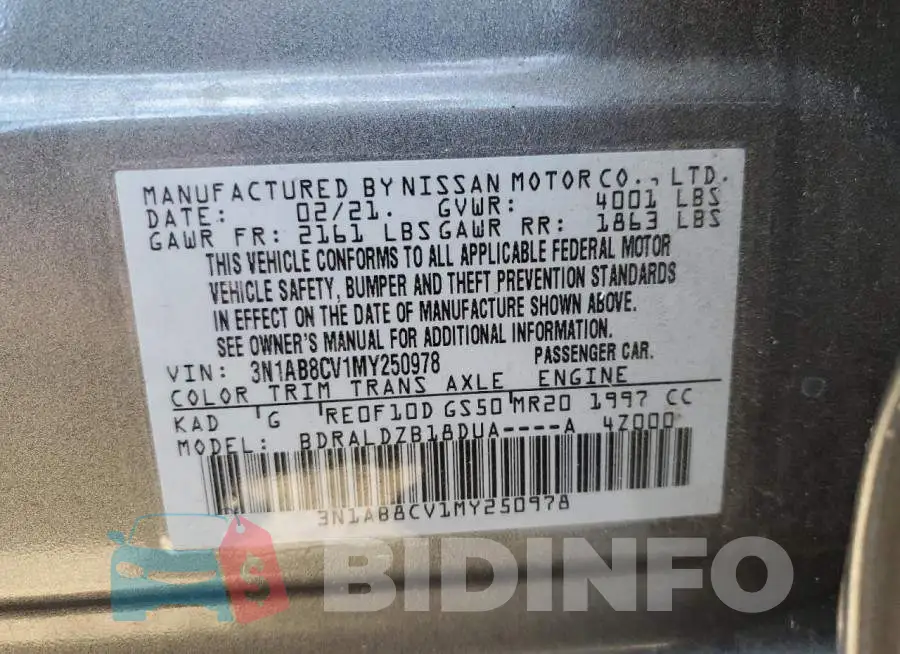 3N1AB8CV1MY250978 Photo# 12