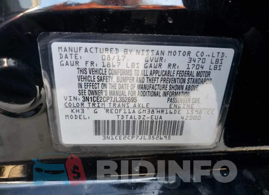 3N1CE2CP7JL352695 Photo# 13
