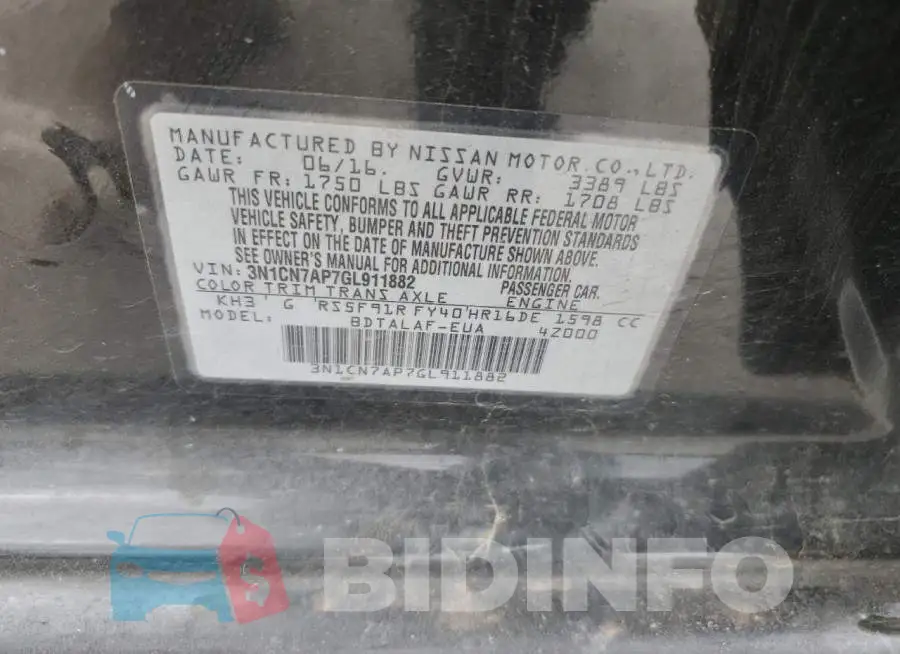 3N1CN7AP7GL911882 Photo# 12