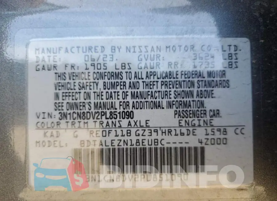 3N1CN8DV2PL851090 Photo# 13