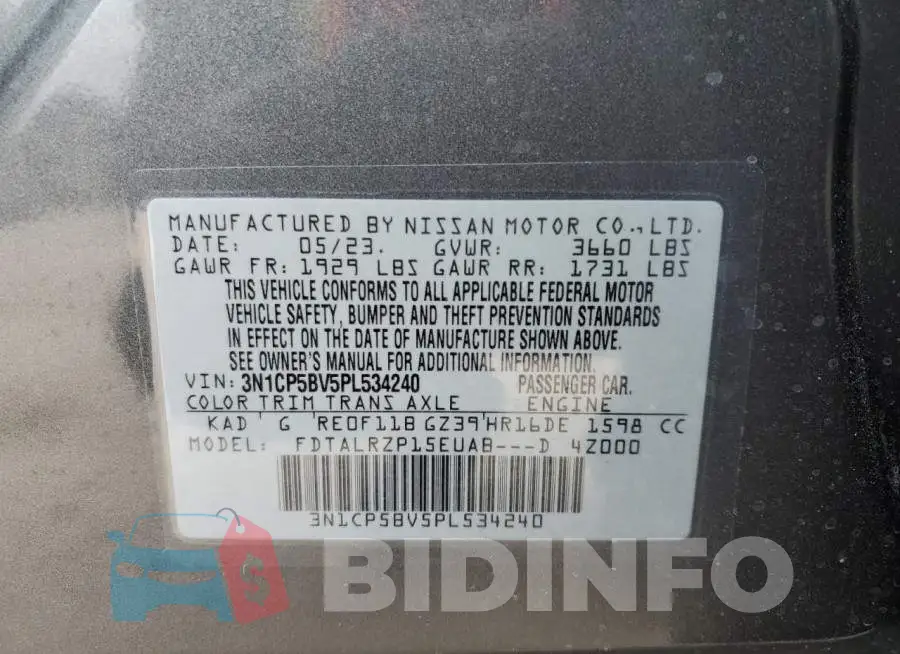 3N1CP5BV5PL534240 Photo# 13