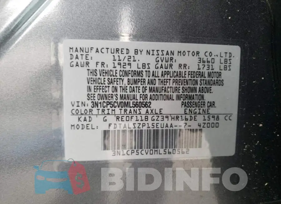 3N1CP5CV0ML560562 Photo# 13