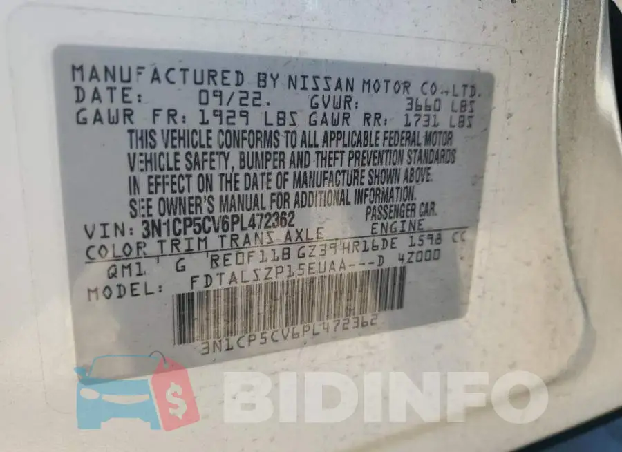 3N1CP5CV6PL472362 Photo# 13