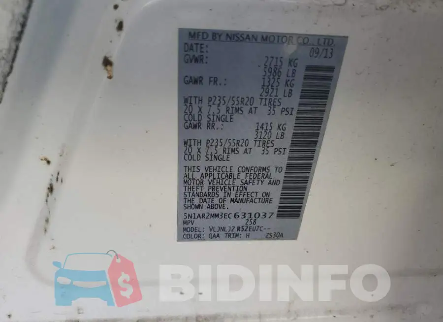 5N1AR2MM3EC631037 Photo# 12