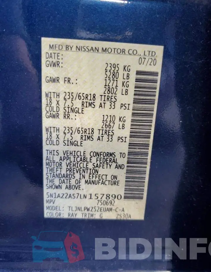 5N1AZ2AS7LN157890 Photo# 14