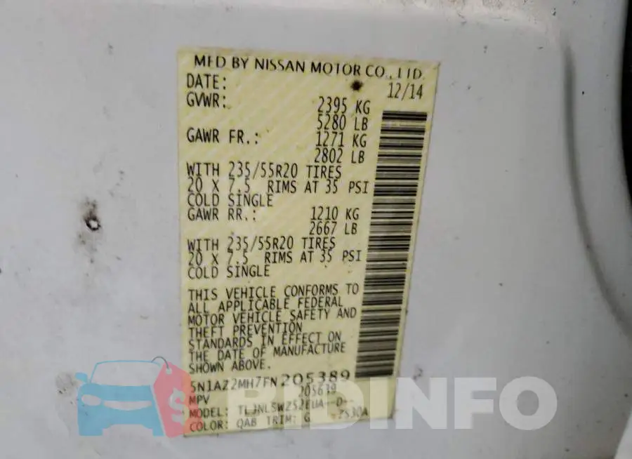 5N1AZ2MH7FN205389 Photo# 13