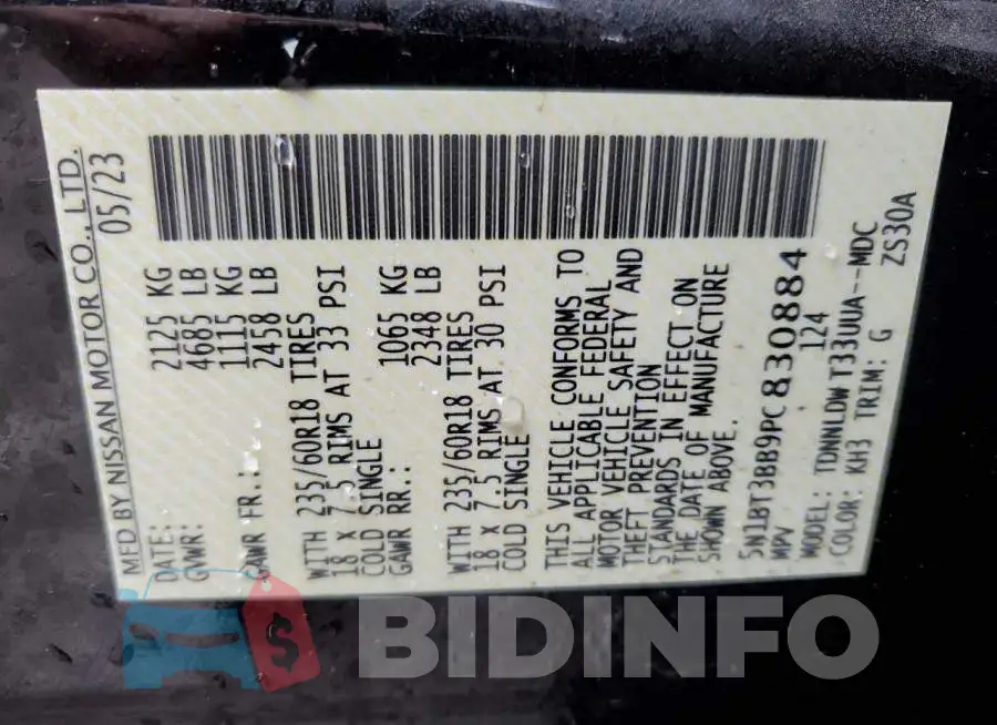 5N1BT3BB9PC830884 Photo# 14