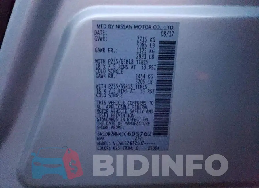 5N1DR2MNXJC605762 Photo# 12