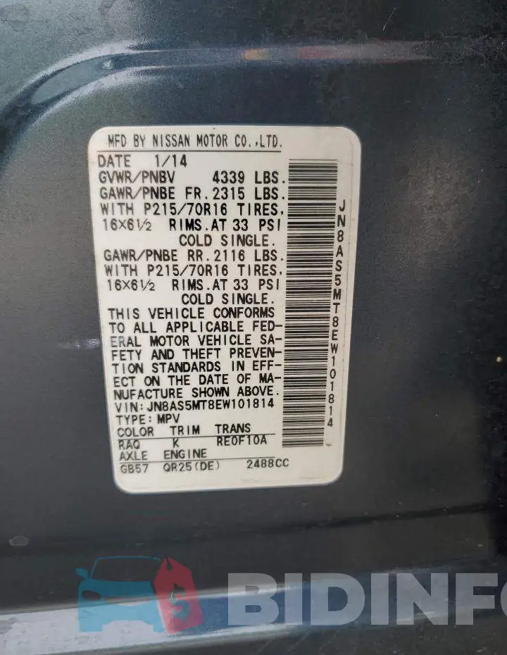 JN8AS5MT8EW101814 Photo# 12