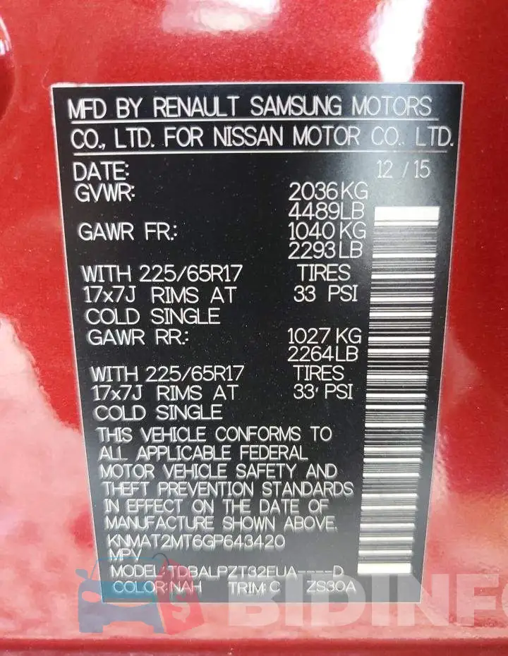 KNMAT2MT6GP643420 Photo# 13