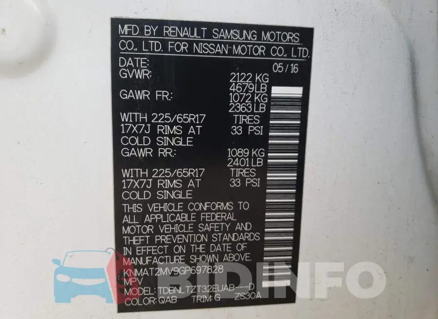 KNMAT2MV9GP697828 Photo# 14
