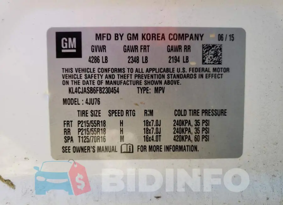 KL4CJASB6FB230454 Photo# 13
