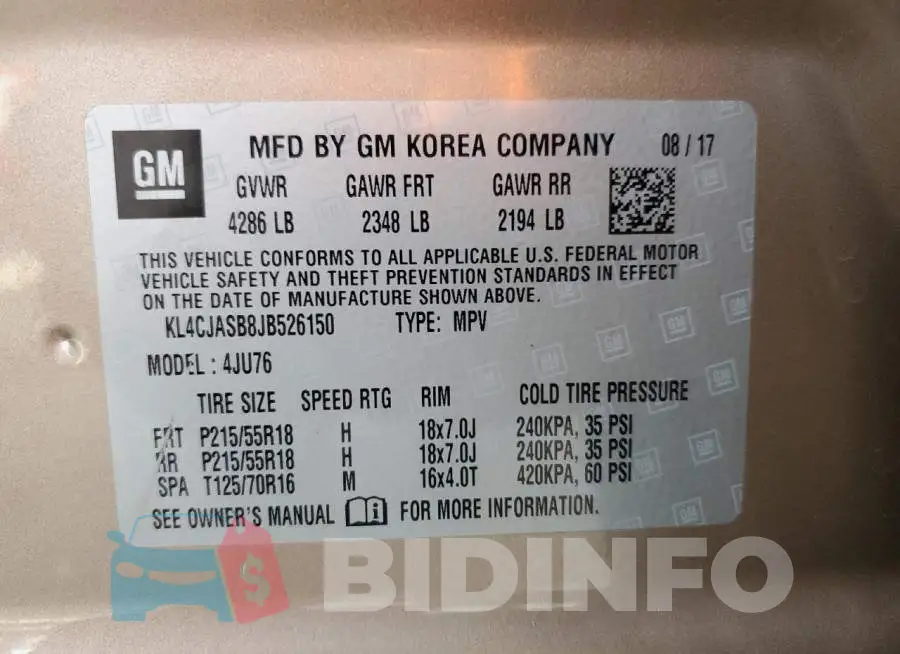 KL4CJASB8JB526150 Photo# 14