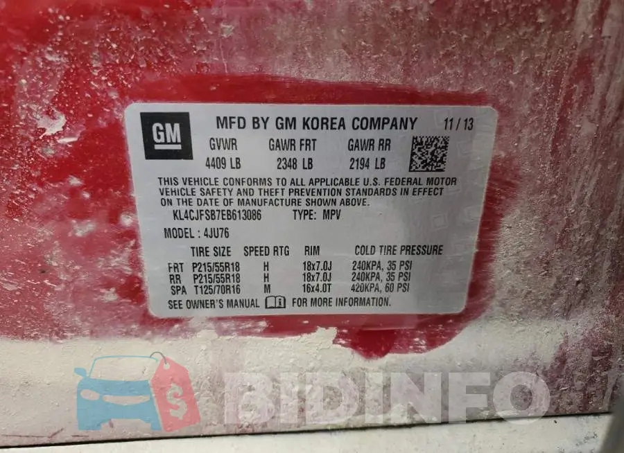 KL4CJFSB7EB613086 Photo# 13