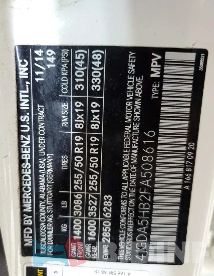 4JGDA5HB2FA508616 Photo# 12