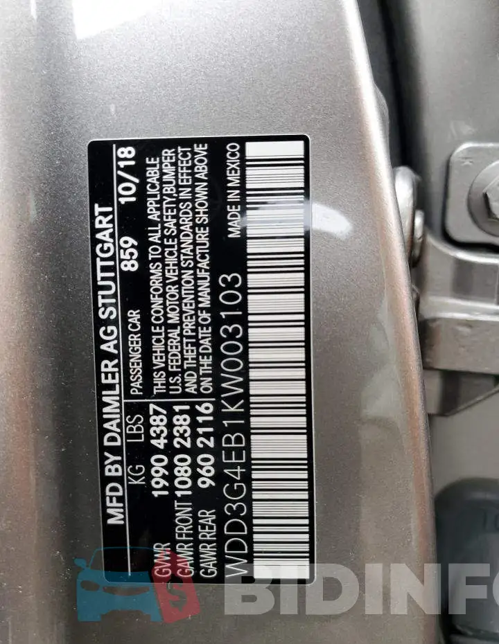 WDD3G4EB1KW003103 Photo# 12