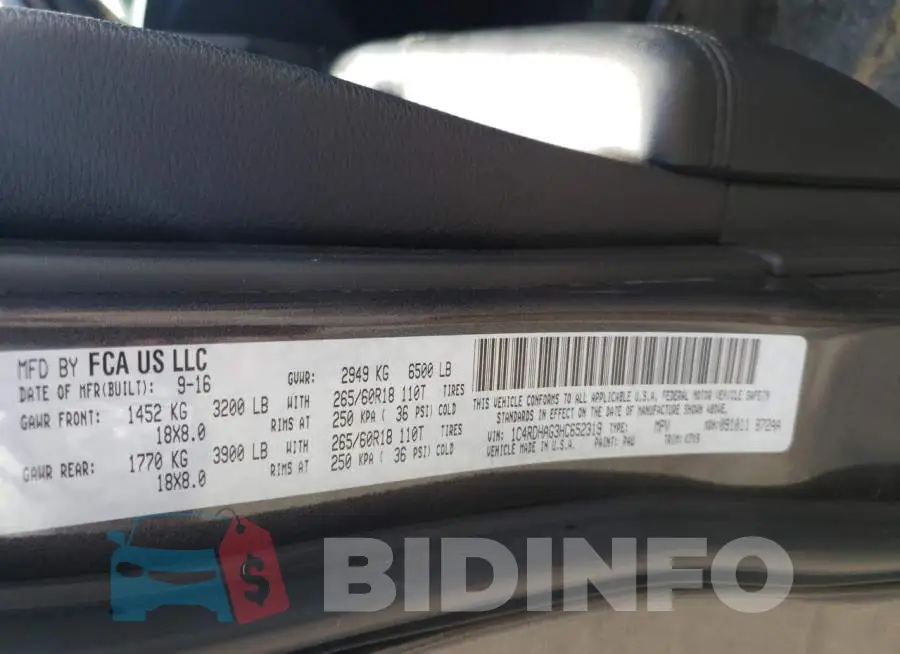 1C4RDHAG3HC652319 Photo# 12