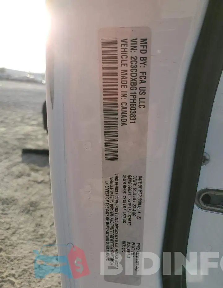 2C3CDXBG1PH603831 Photo# 13