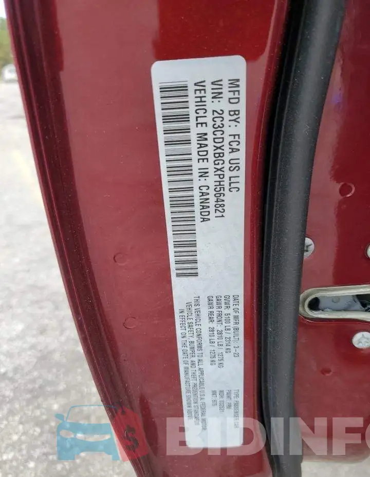 2C3CDXBGXPH564821 Photo# 12