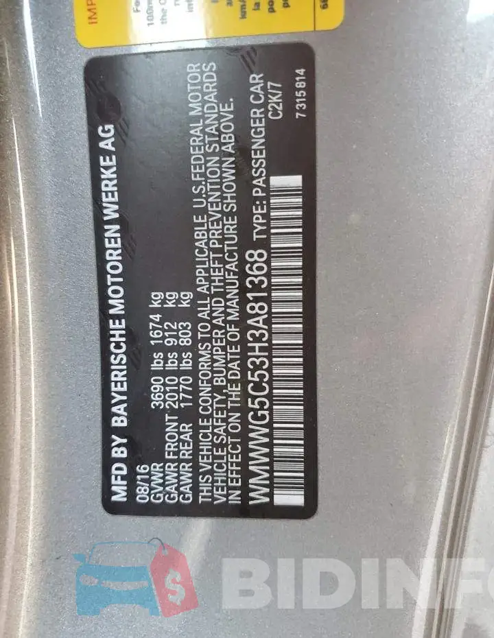 WMWWG5C53H3A81368 Photo# 12