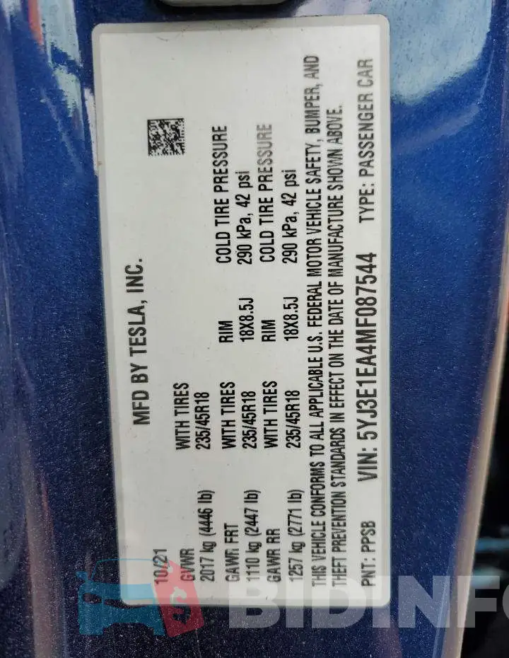 5YJ3E1EA4MF087544 Photo# 12