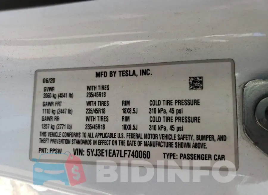 5YJ3E1EA7LF740060 Photo# 13