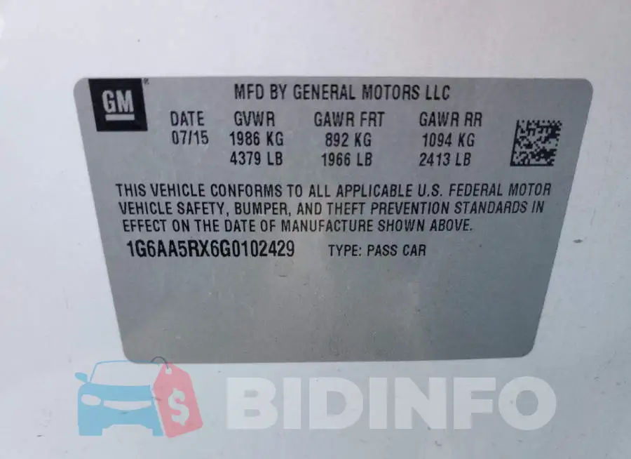 1G6AA5RX6G0102429 Photo# 12