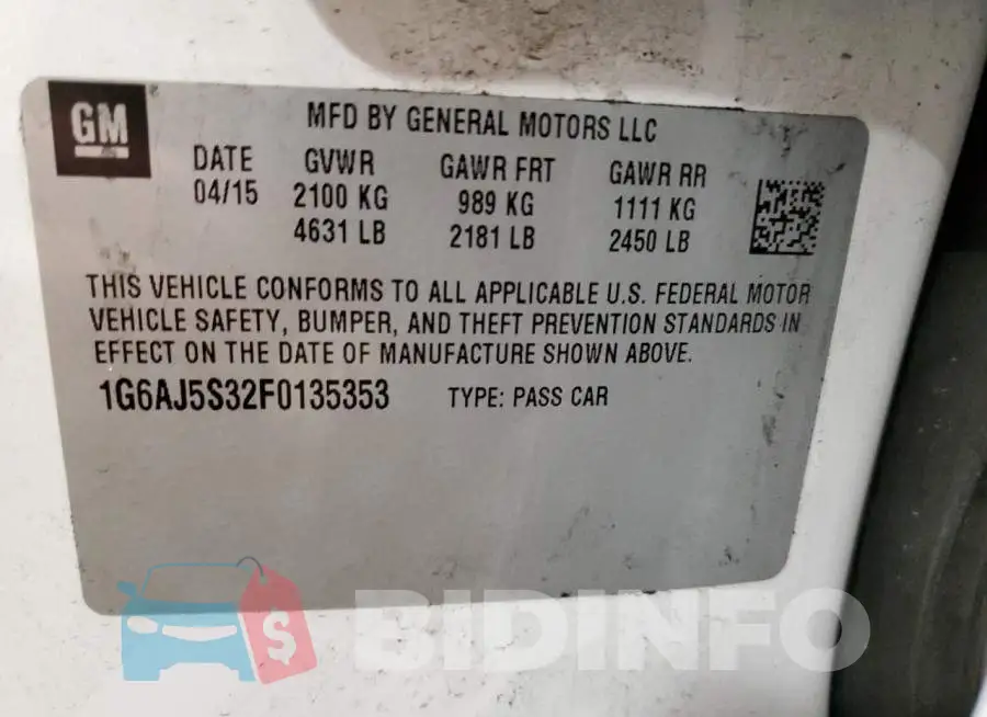 1G6AJ5S32F0135353 Photo# 12