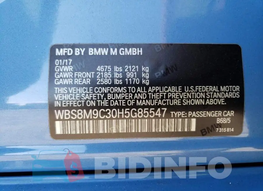 WBS8M9C30H5G85547 Photo# 12
