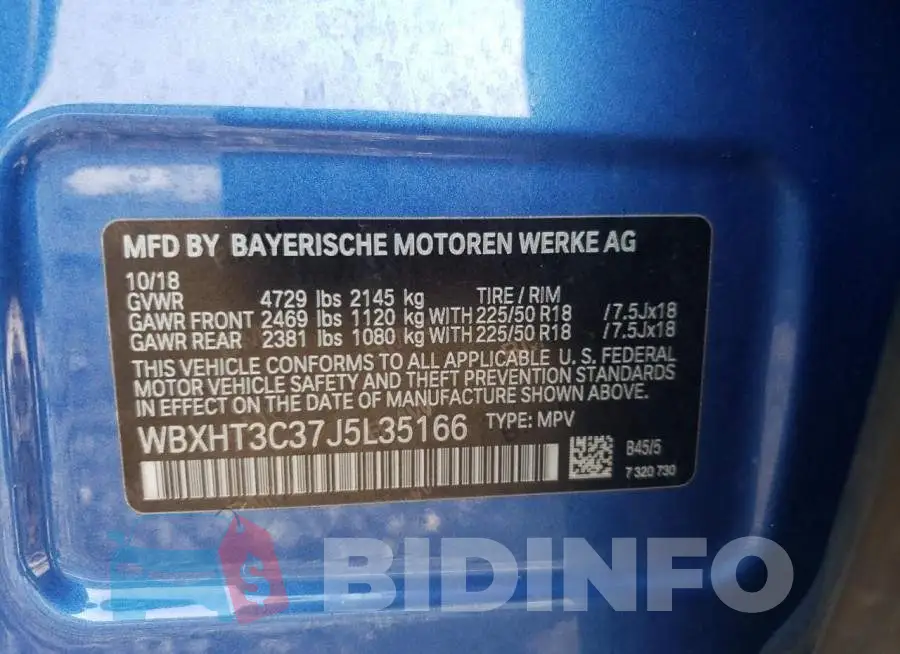 WBXHT3C37J5L35166 Photo# 12