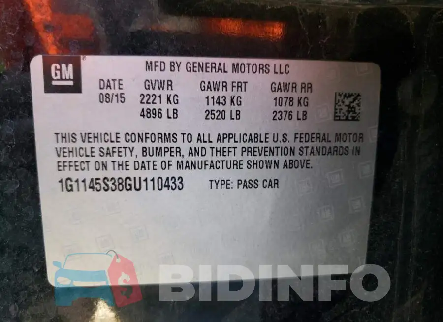 1G1145S38GU110433 Photo# 13