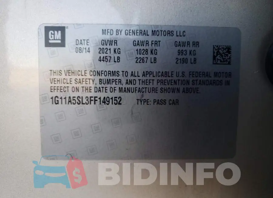 1G11A5SL3FF149152 Photo# 12