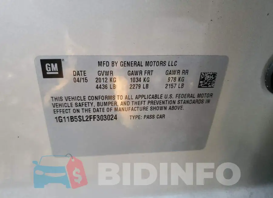 1G11B5SL2FF303024 Photo# 12