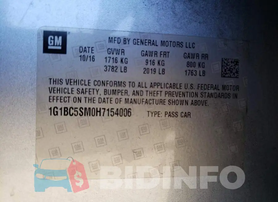 1G1BC5SM0H7154006 Photo# 12